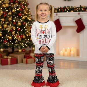 Girl's Rudolph is My Bestie Christmas Boutique Outfit